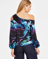 I.n.c. International Concepts Women's Printed Asymmetrical One-Shoulder Top, Exclusively at Macy's