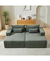 87" Oversized Sectional Lounge Chaise, No Assembly Required,Cloud Plush Loveseat with Reclining Sofa Bed,Fluffy Modern Sleeper Chair for Indoor L