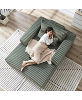 75-Inch Corduroy Sponge Sofa Lounge Chair with Removable footrest,No Assembly Required,Fluffy Modern Sleeper Chair for Indoor Living Room Bedroom