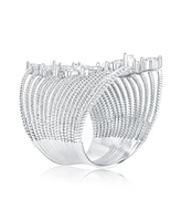 Suzy Levian New York Suzy Levian Sterling Silver White Marquise Cut Cubic Zirconia Wide Open Ring