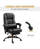 Vinsetto High Back Massage Office Chair with 6 Vibration Points, Pu Leather Reclining Computer Chair, Ergonomic Office Chair with Footrest Adjustable