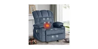 Streamdale Furniture Recliner Chair Massage Heating sofa with Usb and side pocket 2 Cup Holders (Blue)