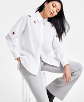 I.n.c. International Concepts Women's Embellished Star-Cutout Shirt, Exclusively at Macy's