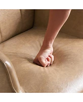 Pu Leather Accent Chair, Upholstered Living Room Chair with Soild Wood Leg, Reading Armchair for Living Room Bedroom Home Office