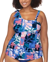 Raisins Curve Trendy Plus Marita Printed One-Shoulder Tankini