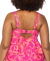 Raisins Curve Trendy Plus Topanga Printed Tie-Front Tankini