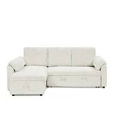 Streamdale Furniture Corduroy Tufted Upholstered Sleeper Sectional Sofa, L