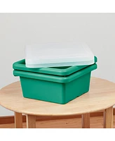 ECR4Kids Square Bin with Lid, Navy, 2-Pack
