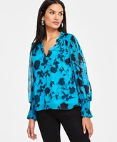 I.n.c. International Concepts Women's Printed Long-Sleeve Femme Sheer Blouse, Exclusively at Macy's