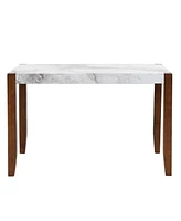 5-Piece Modern Dining Furniture Set, 4-Person Space-Saving Dinette for Kitchen, 46" Faux Marble Style Table and 4 Upholstered Chairs with Solid R