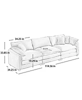 Streamdale Furniture Mid-Century Modern Sectional Set of Two, One 3-Seater Sectional and One Single-Seater Sectional with 2 Arm Pillows and 4 Throw Pi