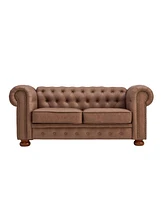 Classic Chesterfield Sofa Loveseat for Living Room Faux Leather