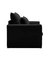 Streamdale Furniture Black Corduroy Deep Seat Single Sofa Accent Chair,Deep Seat Couch with Waist Pillow for Living Room/Apartment/Office