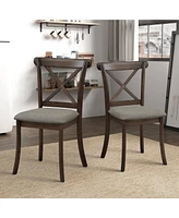 Streamdale Furniture Wooden Dining Table Set, Mid Century Modern Round Rubber Wood Kitchen Table and Cross Back Upholstered Dining Chairs for Dining R