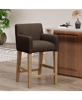 The Pop Home 26-Inch Upholstered Counter Height Bar Stool with Wood Legs, Accent Chair for Kitchen or Living Room (1PK)-The