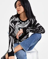 I.n.c. International Concepts Women's Marble Jacquard Sweater, Exclusively at Macy's