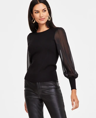 I.n.c. International Concepts Women's Sheer-Sleeve Sweater, Exclusively at Macy's