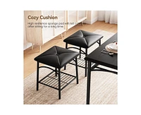 gaomon Dining Table with Benches, Kitchen Set for 4, Room Upholstered Bench and Square Stools, Metal Wood