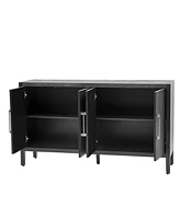 Slickblue Wooden Storage Sideboard Cabinet - 4-Door, 4-Shelf Design with Metal Handles for Hallway, Entryway, or Living Room