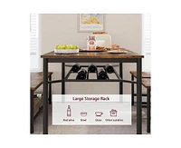 gaomon Dining Table and Chairs Set of 4,Kitchen Table with Storge Bench 47.2" Rectangular Kitchen Table Set with Wine Rack Small Dining Table Set for