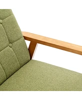 Leisure Chair with Solid Wood Armrest and Feet, Mid-Century Modern Accent chair, for Living Room Bedroom Studio chair
