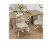 gaomon Dining Chairs Set of 4, Foldable Dining Chairs with Metal Frame Hold Up to 350 Pounds, Portable Beige Kitchen Chair Suitable for Dining Room, L