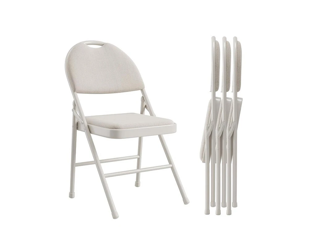 gaomon 4 Pack Folding Chair, Portable Metal Frame Padded Folding Chairs, Foldable Chairs with Linen Cushion and Back for Events Office Wedding Party,