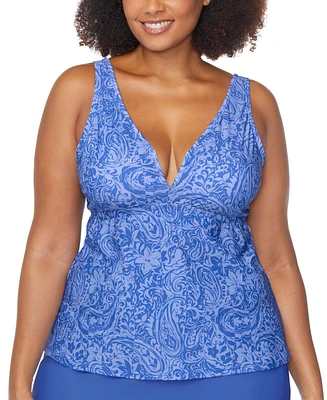 Raisins Curve Trendy Plus Tanzania Printed Plunge-Neck Tankini