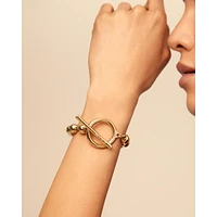 UNOde50 Sterling Silver and 18K Gold Pated Metal Ring Bar Bracelet