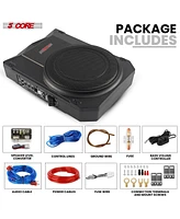 5 Core 10 inch Slim Under Seat Car Audio Subwoofer 800W Active Powered Under-Seat Built in Amplifier Truck Sub Woofer in Enclosure Box + Wiring Kit &