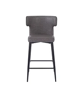 Streamdale Furniture 28inch Counter Height Bar Stools Set of 2, Modern Bar Upholstered Chairs with Pu Leather, Metal Footrest and Frame for Kitchen Is