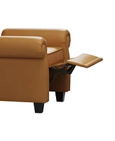 Modern Tufted Push Back Armchair Technical Leather Chair, Adjustable Single Sofa Chair with Sturdy Wood Legs for Bedroom, Living Room, Small Space(Col