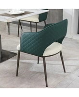 Dining Chairs Set of 2, Modern Faux Leather Dining Metal Legs for Living Kitchen Dining Room Green(set of 2)