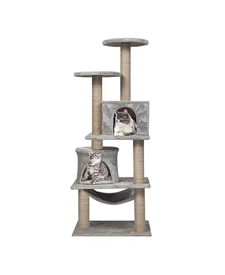 Slickblue 49.2" Modern Cat Tree Tower Stylish Multi-Level Cat Condo for Climbing and Play