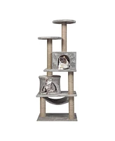 Slickblue 49.2" Modern Cat Tree Tower Stylish Multi-Level Cat Condo for Climbing and Play