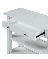 Retro Console Table with Drawer and Two Sturdy Shelves for Entryway