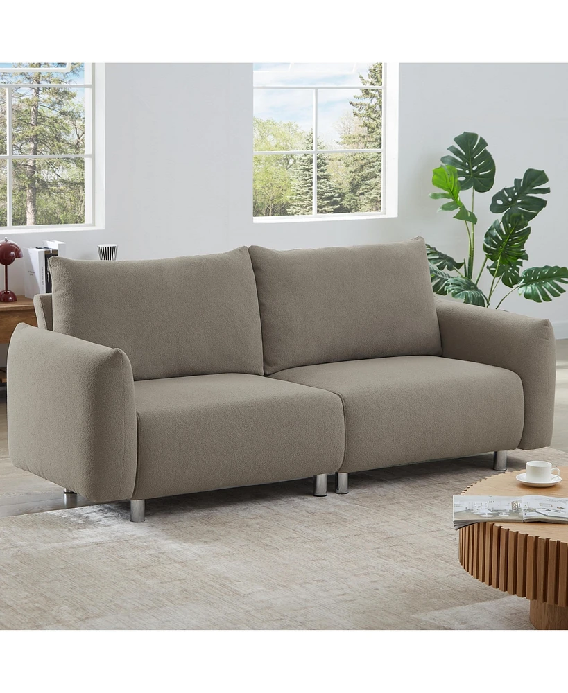 Streamdale Furniture Bread Sofa 2 Seater Loveseat Couch Loose Back Sectional Sofas Textured Fabric Couch Leisure Sofa with Square Arms for Living Room