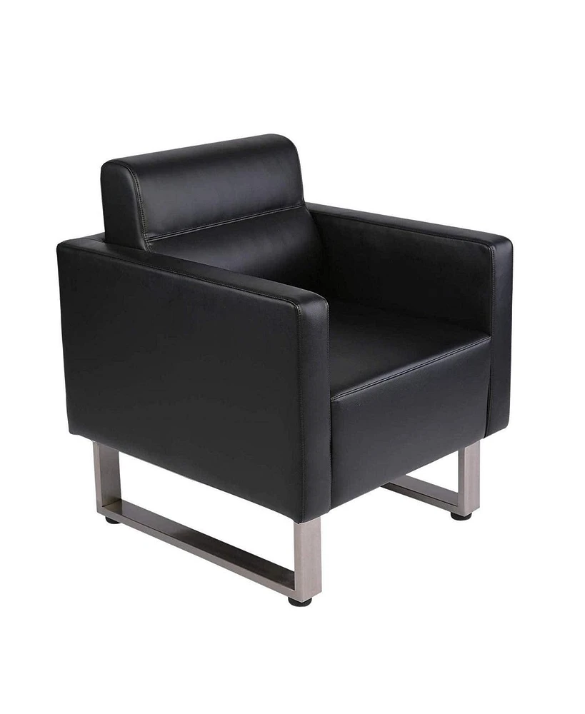 Slickblue Guest Chair Office Reception Leather Occasional Barrel Sofa with Eco-Friendly Pu and Luxury Soft Sponge