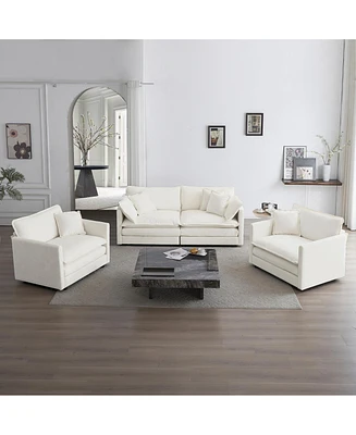 Streamdale Furniture 3 Piece Sofa Set with Arm Pillows and Toss Pillows, Sofa Set Include 2- Piece of Arm Chair and One 2