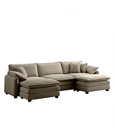 Streamdale Furniture Oversized modular cushioned sofa with conversible ottoman, 3