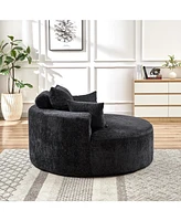 55''L Chenille Sponge single sofa,No Assembly Required,Fluffy Modern Sleeper Chair for Living room, Bedroom