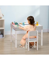 Qaba Kids Building Block Table with Storage, Kids Activity Table and Chair Set