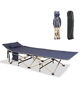 Slickblue Folding Camping Bed Outdoor Portable Cot for Sleeping, Hiking, and Travel with Bag & Pillow, 260 lbs Capacity