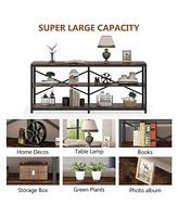 Tribesigns 3-Tier Industrial Hallway Entryway Table,70.9 Inch Extra Long Console Table, Modern Sofa Table Behind Couch Table with Storage Shelves