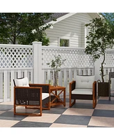 Outsunny 3 Pieces Wicker Patio Bistro Set with Cushions,