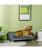 PawHut 39" Dog Couch Sofa with Removable Pillow, Modern Pet Sofa Bed,