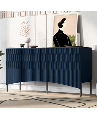 Elegant Sideboard Featuring Curved Bottom Doors with Arched Groove Design in a Stylish Four-Door Layout,Suitable for Living Rooms,Entrance and Study