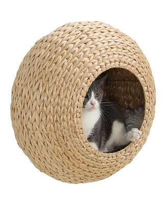 PawHut Wall Mounted Cat Condo with Washable Cushion,