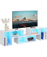 Wlive Tv Stand Modern Deformable Television Stand with Led Strips Entertainment Center with Open Shelves Media Tv Console for 65/70 Inch Tv Split Tv S