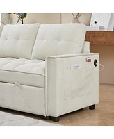 Streamdale Furniture 78.75" Reclining Sofa, Pull-Out Sofa Bed with Usb and tape-c charging ports, L-Shaped Sectional Sofa with Reclining Storage and A